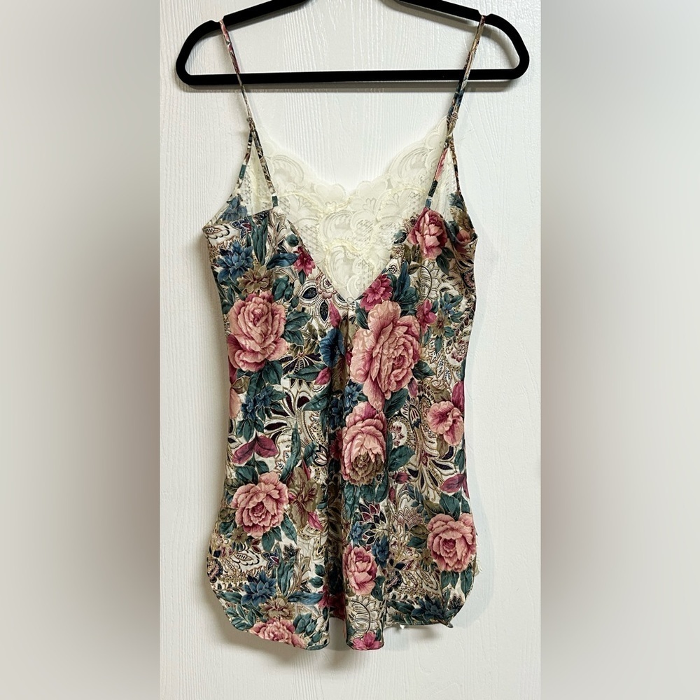 Vintage 90s Victoria's Secret Gold Label Satin Slip Dress Floral Pink Medium - Picture 4 of 7
